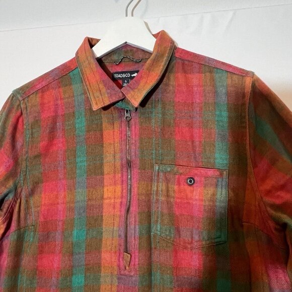 Toad & Co Women Bodie Plaid Flannel ShirtDress Long Sleeve Small Size Pockets - Picture 8 of 13